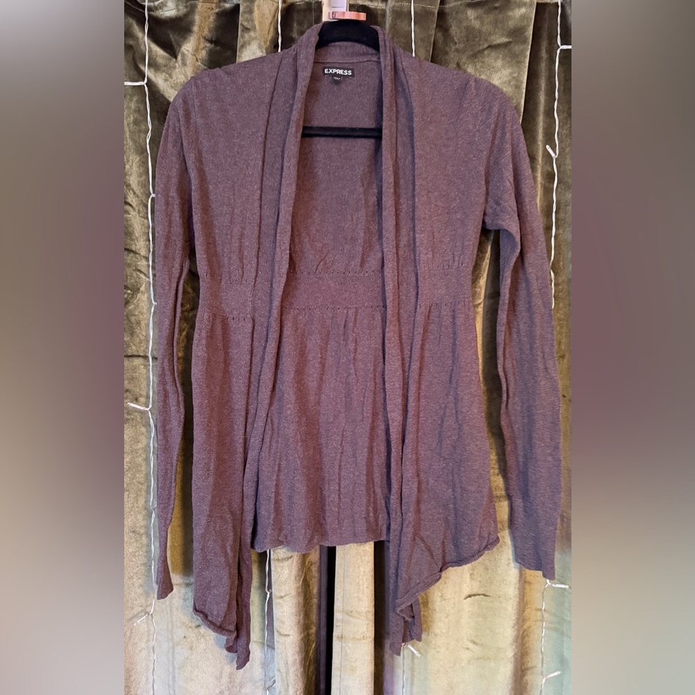 Express Women's Open-Front Long Sleeve Draped Cardigan - Brown - S